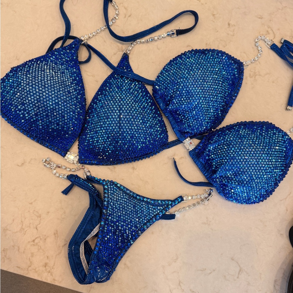 Angels Comp Shimmering Blue Bikini with Rhinestones